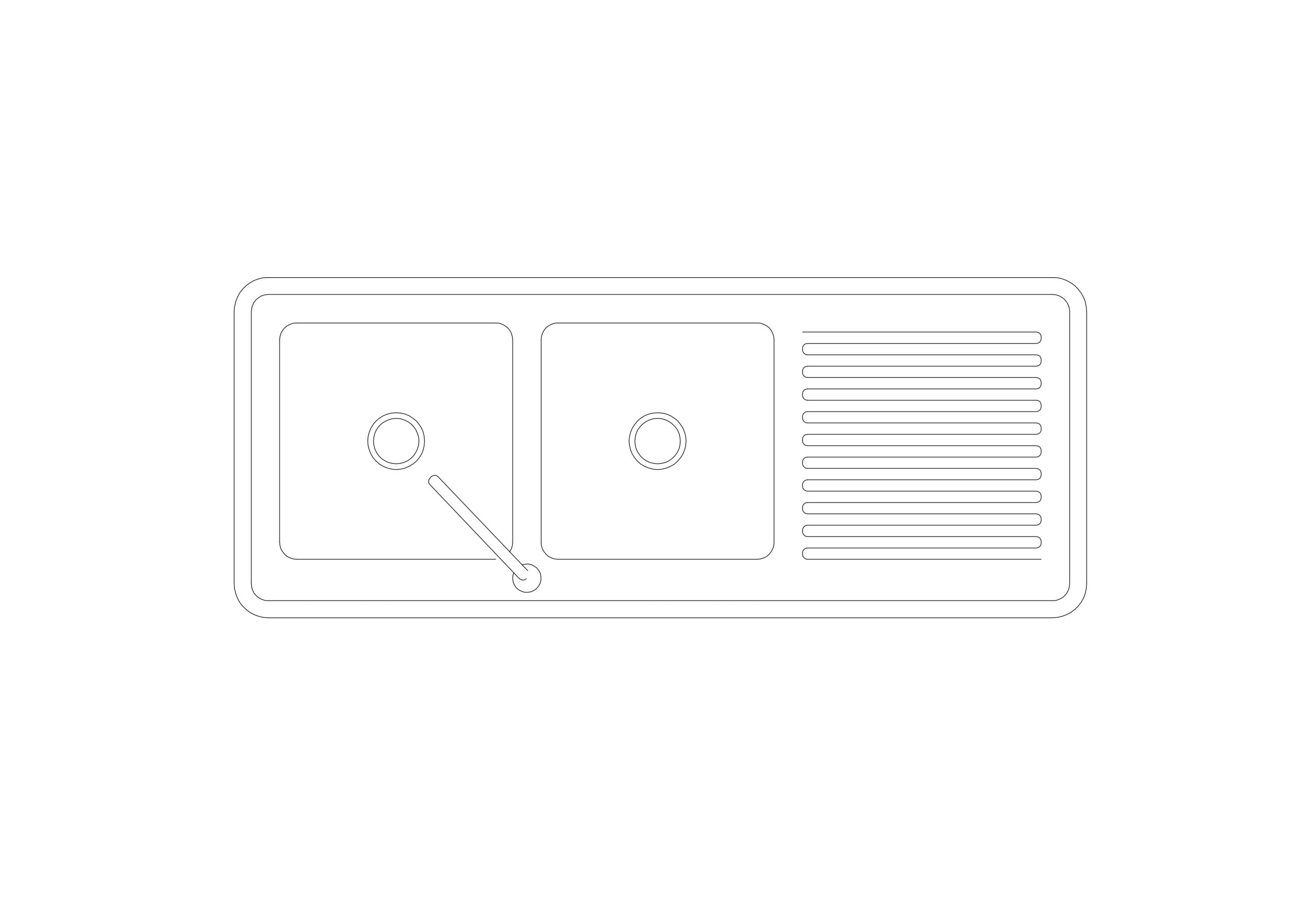 Free Kitchen Sink Top View CAD Block – DWG, DXF, PDF Format