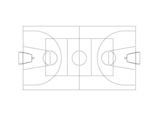 Free Basketball Court Top View CAD Block – DWG, DXF, PDF Format