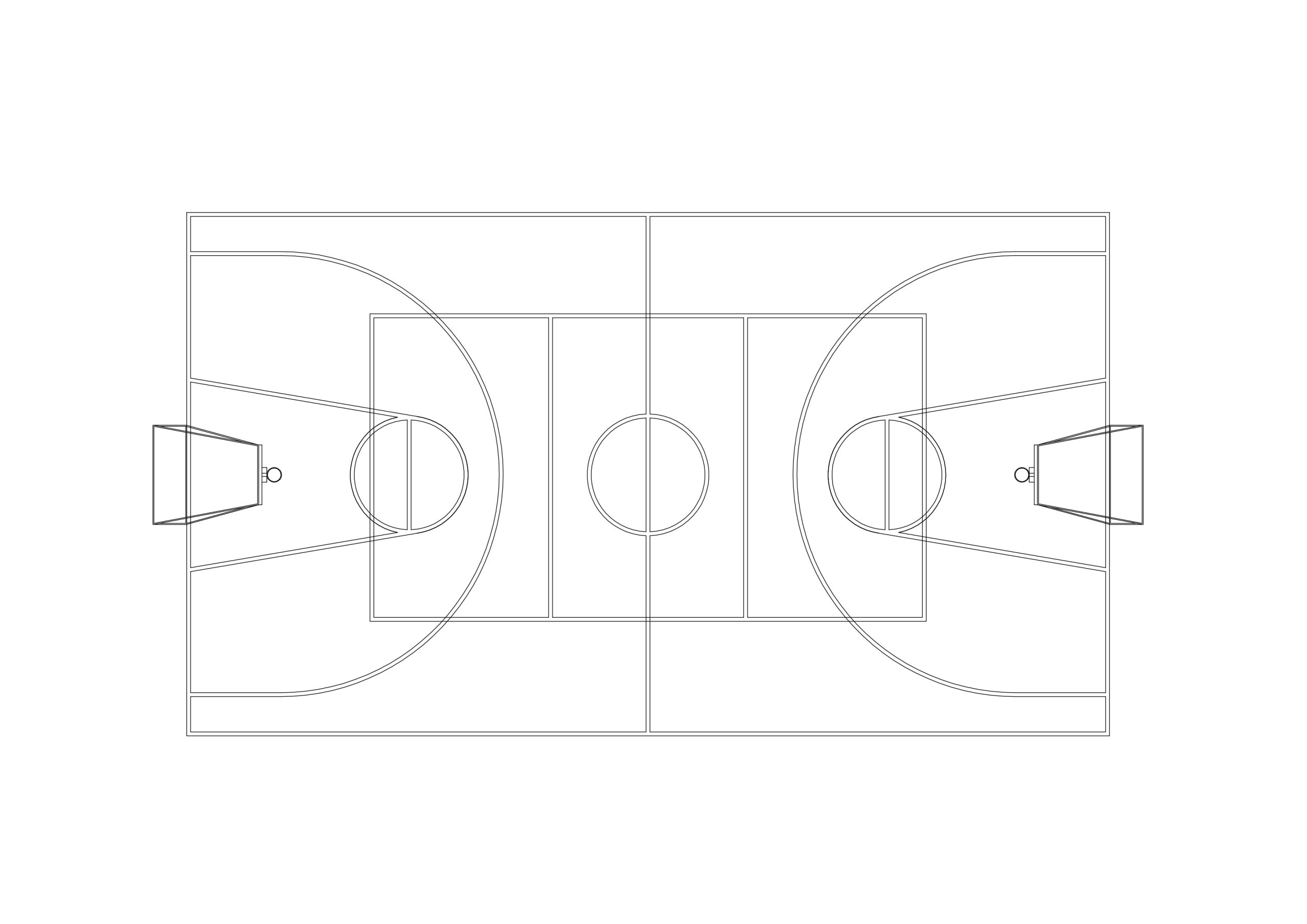 Free Basketball Court Top View CAD Block – DWG, DXF, PDF Format