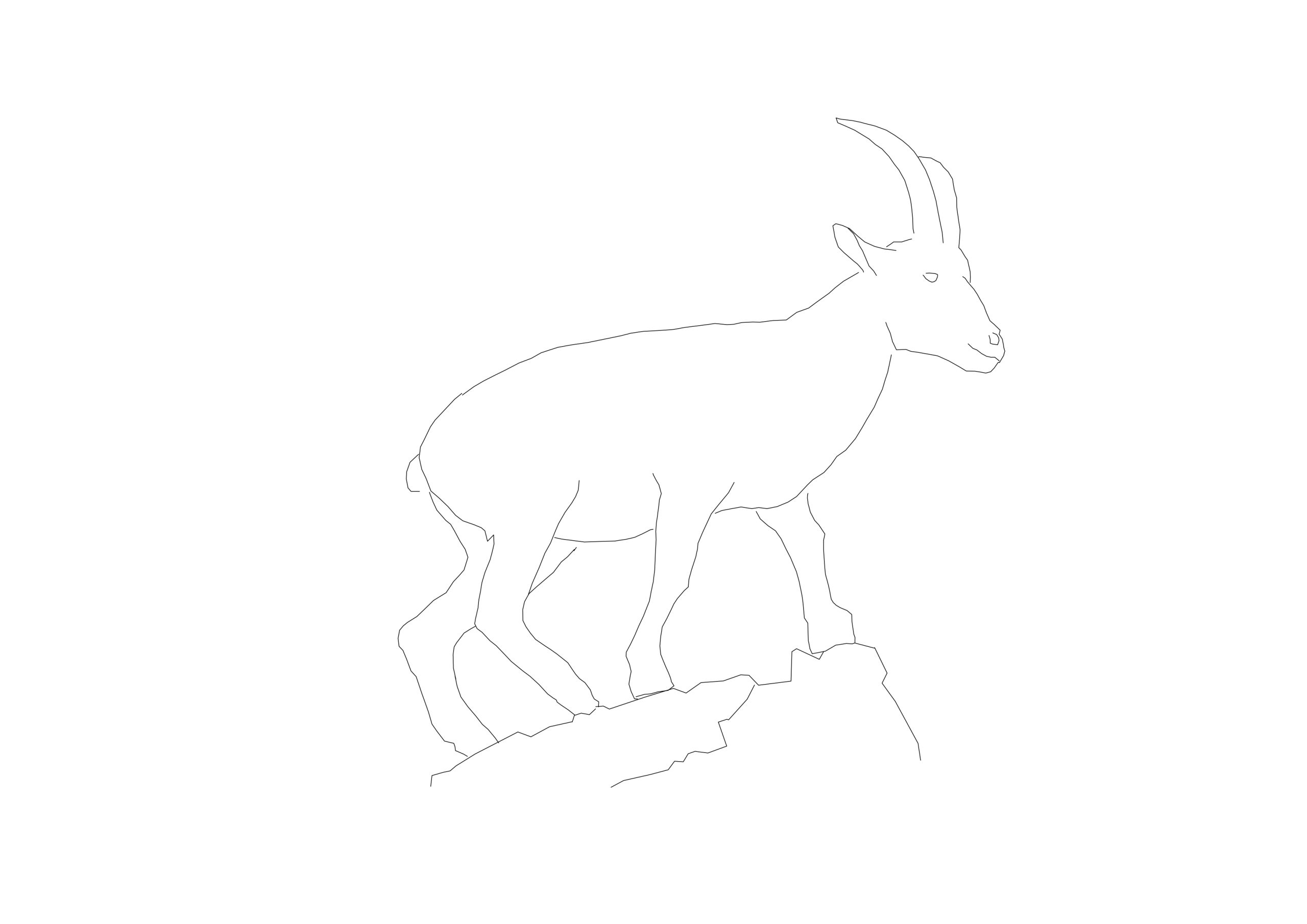 Free Climbing Mountain Goat Silhouette CAD Block
