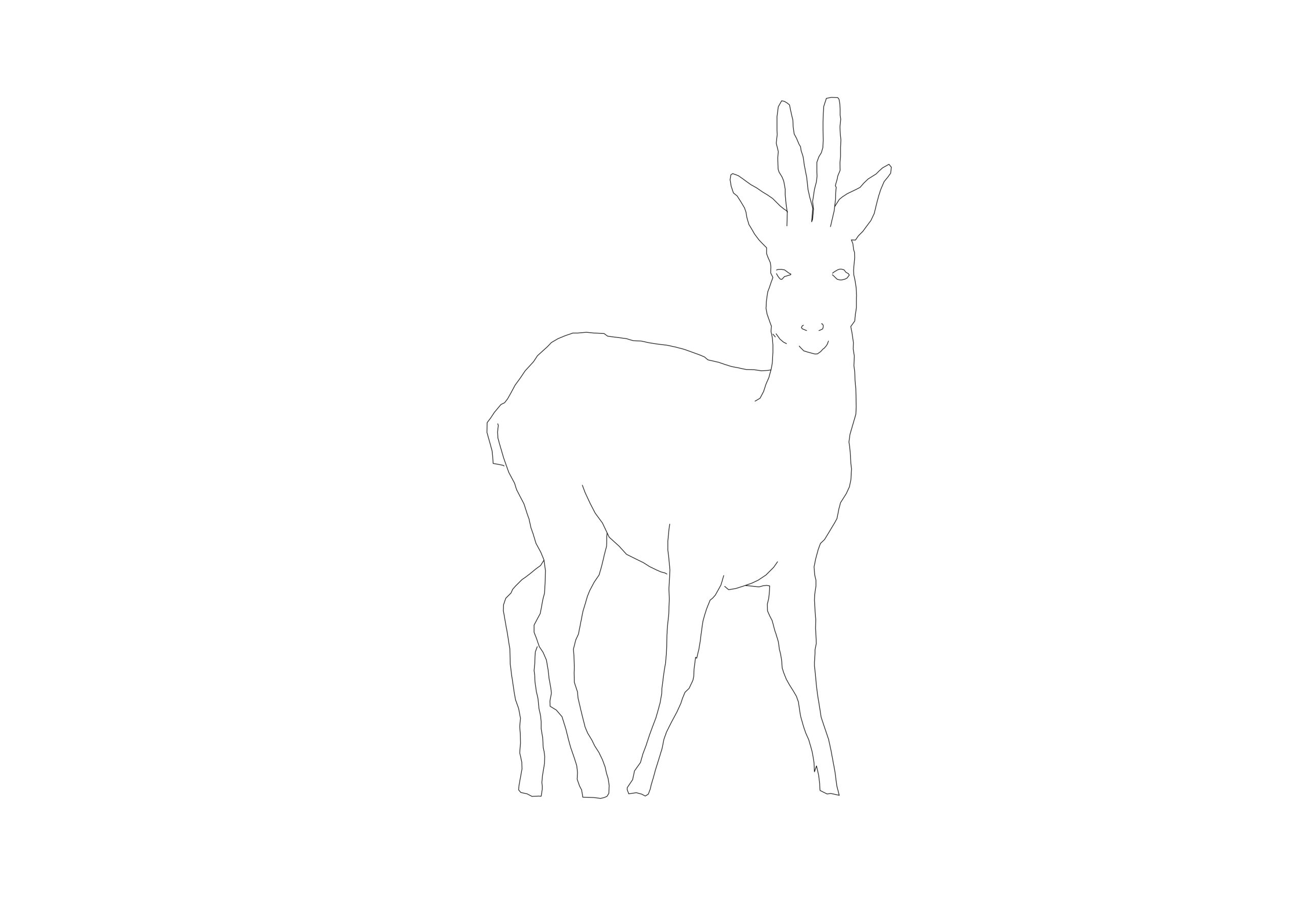 Free Standing Goat Silhouette CAD Block – Side Elevation