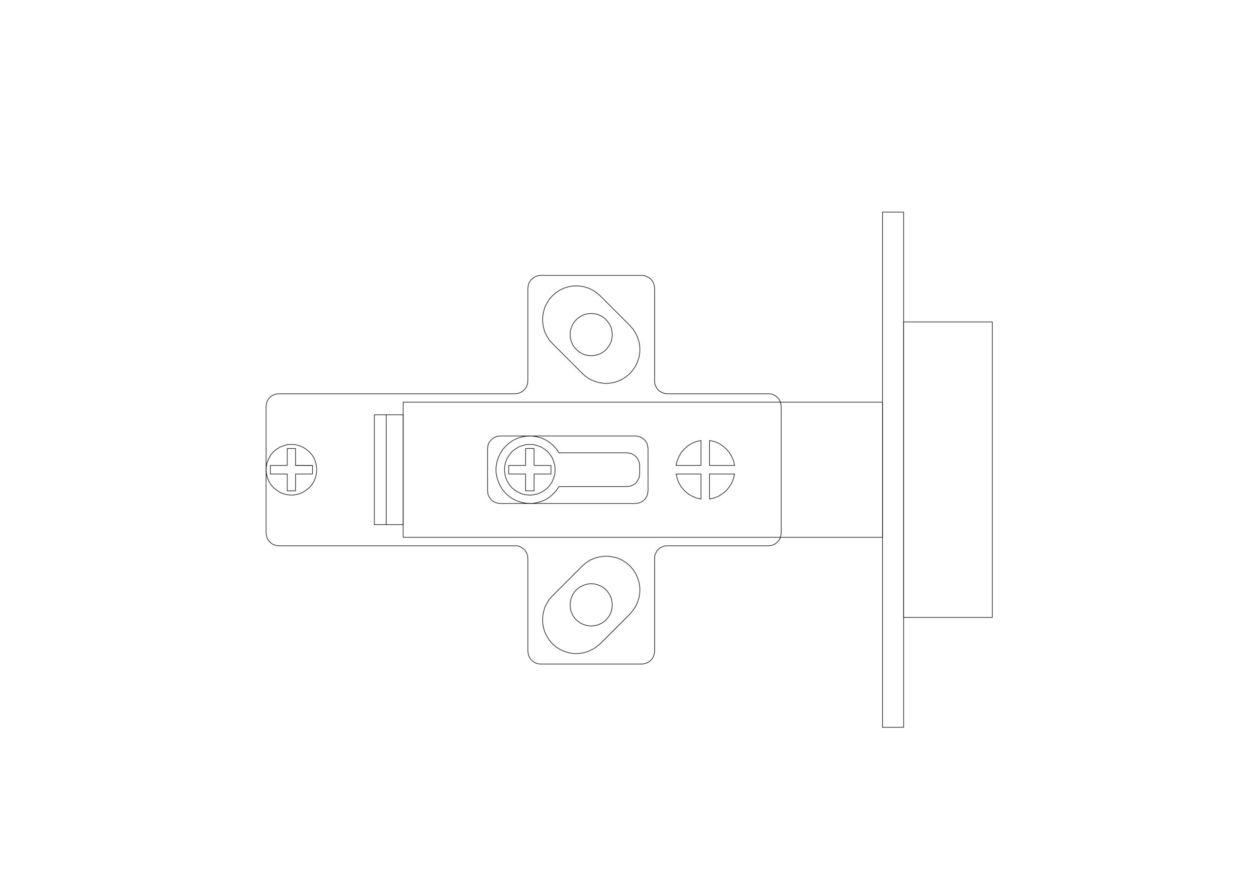 Free Cabinet Hinge Elevation CAD Block – Side View