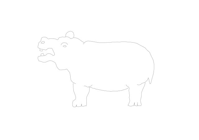 Free Hippopotamus Silhouette CAD Block – Open Mouth