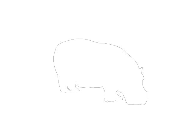 Free Standing Hippopotamus Silhouette CAD Block