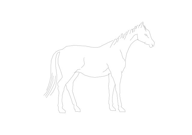 Free Standing Horse Silhouette CAD Block – Alert Posture