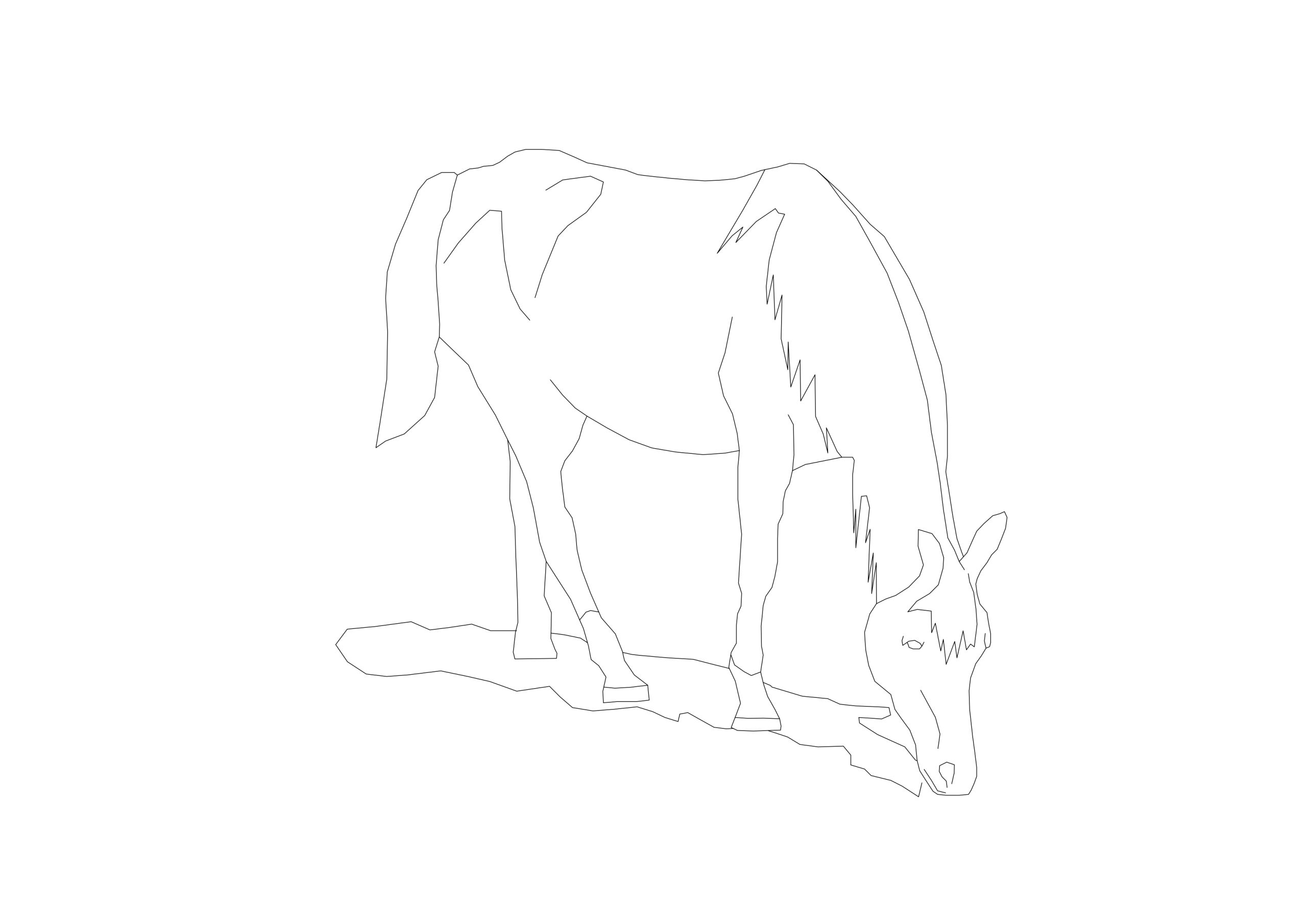 Free Grazing Horse Silhouette CAD Block