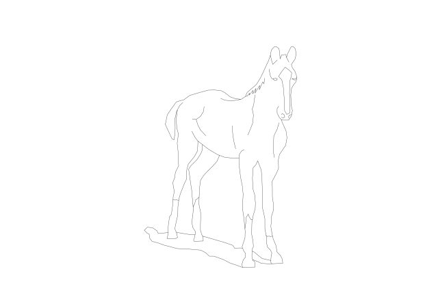 Free Standing Horse Silhouette CAD Block