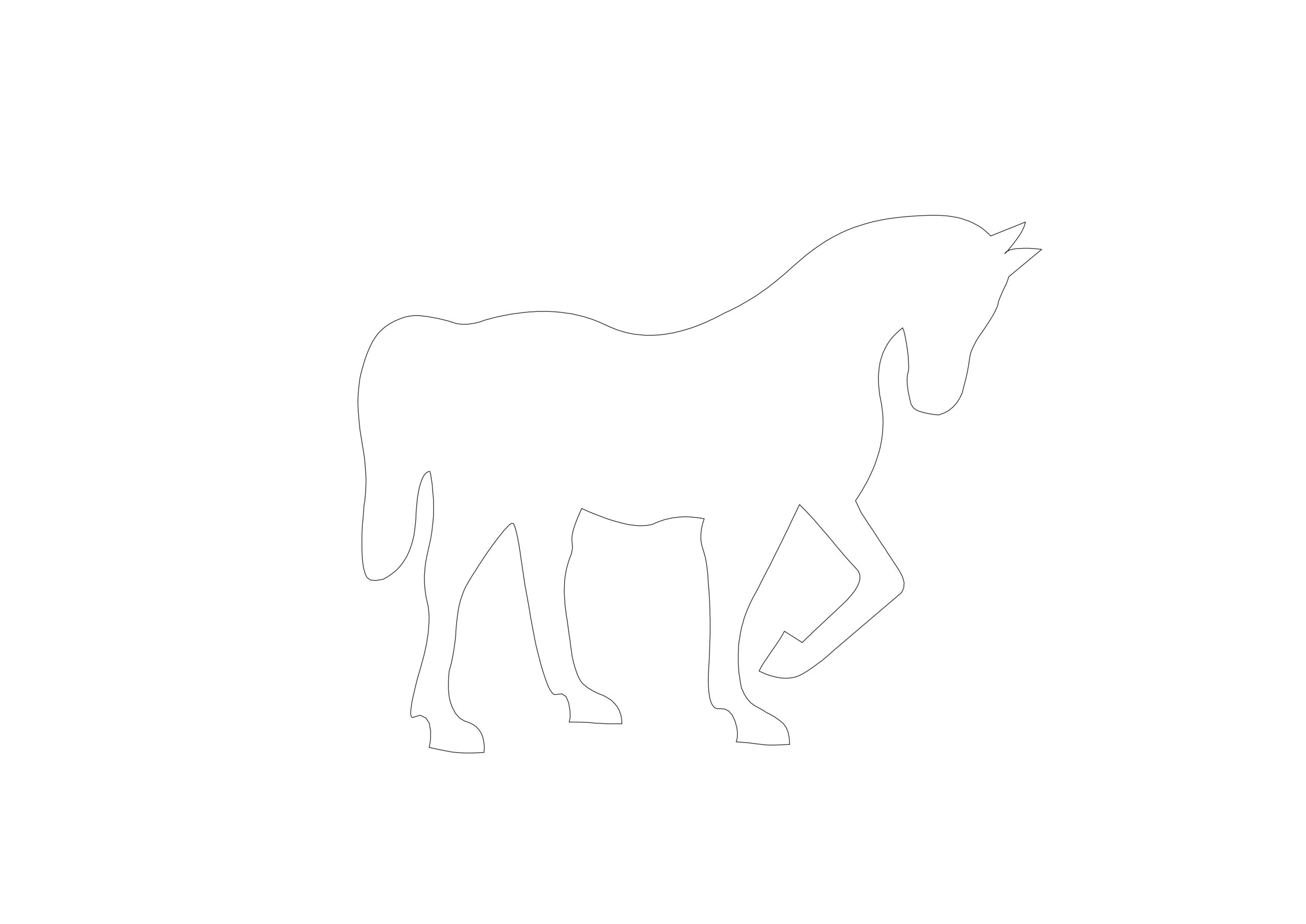 Free Horse CAD Block – Walking Side Elevation