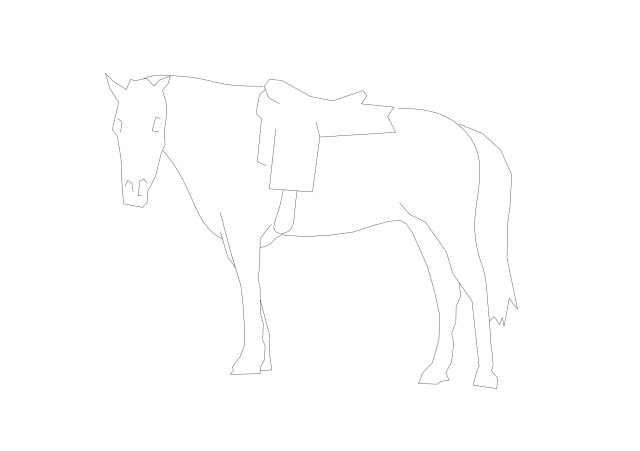 Free Saddled Horse Silhouette CAD Block – Side View