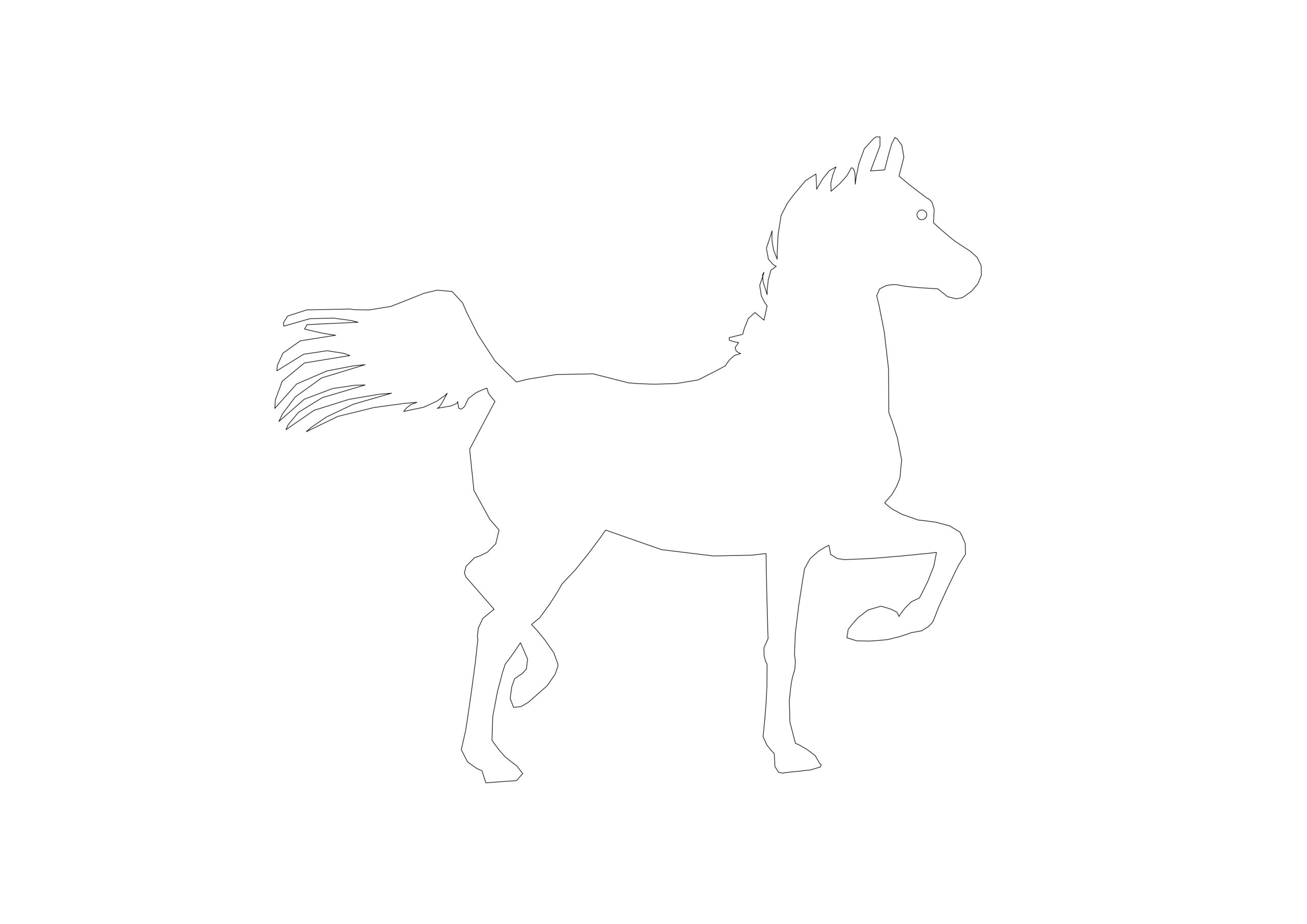 Free Rearing Horse Silhouette CAD Block – Side Elevation