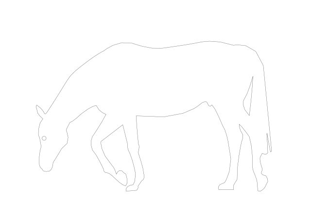 Free Grazing Horse Silhouette CAD Block – Side View