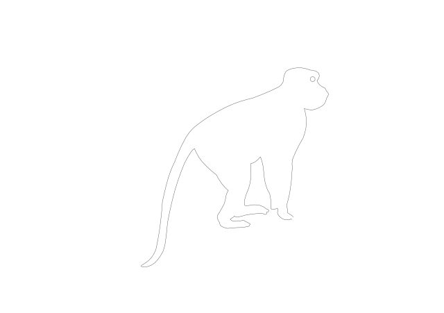 Free Seated Monkey Silhouette CAD Block