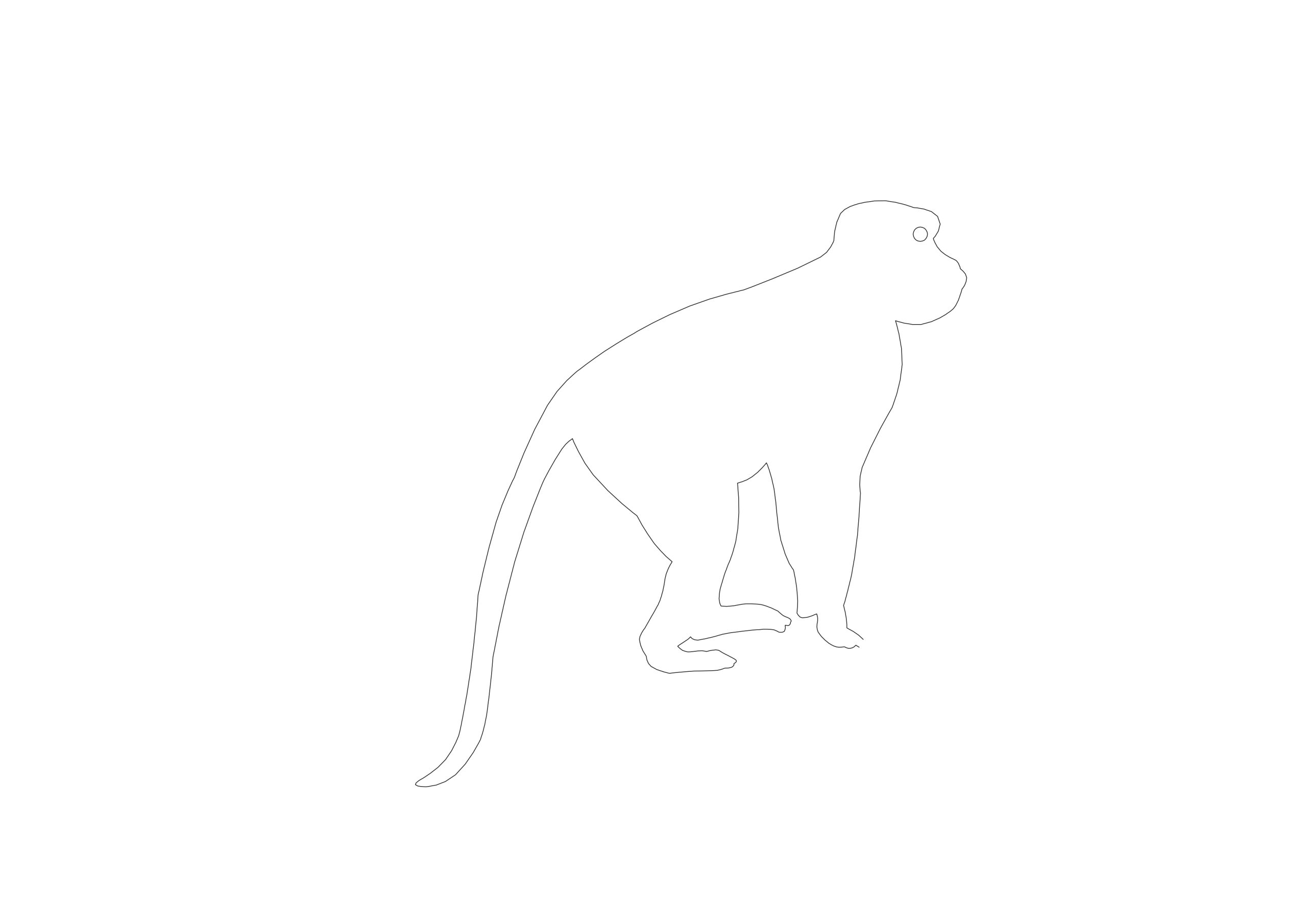 Free Seated Monkey Silhouette CAD Block