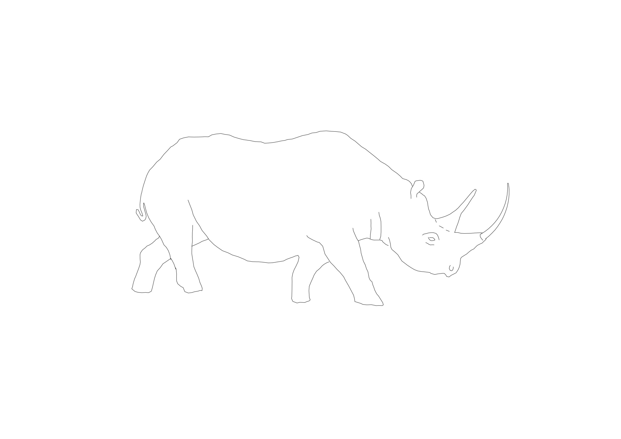 Free Compact Rhinoceros Silhouette CAD Block