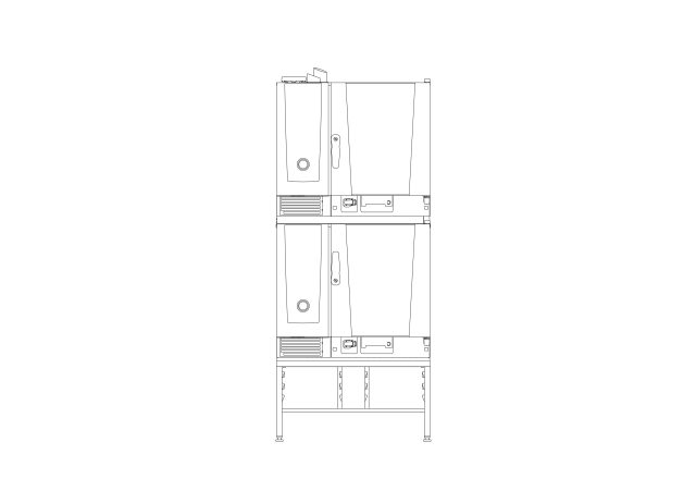 Free Double Upright Oven CAD Block – Commercial Elevation