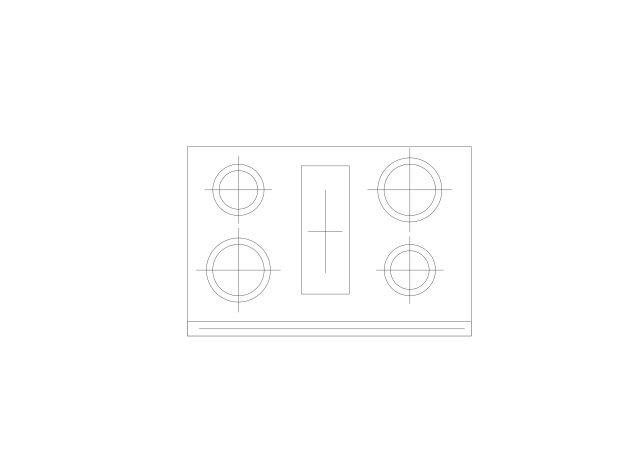 Free Wide 4-Burner Oven Top View CAD Block