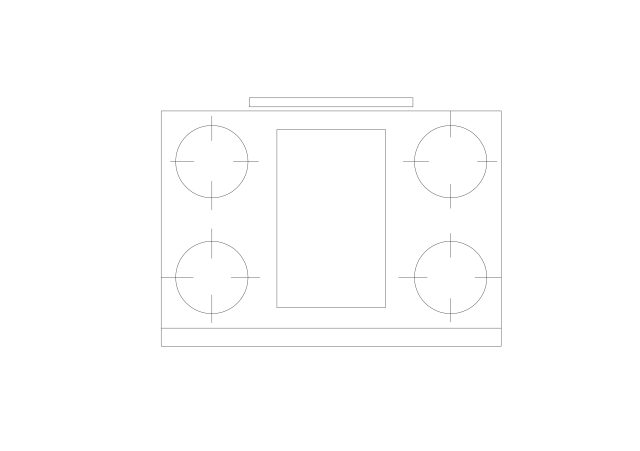 Free 4-Burner Induction Cooktop CAD Block – Plan View