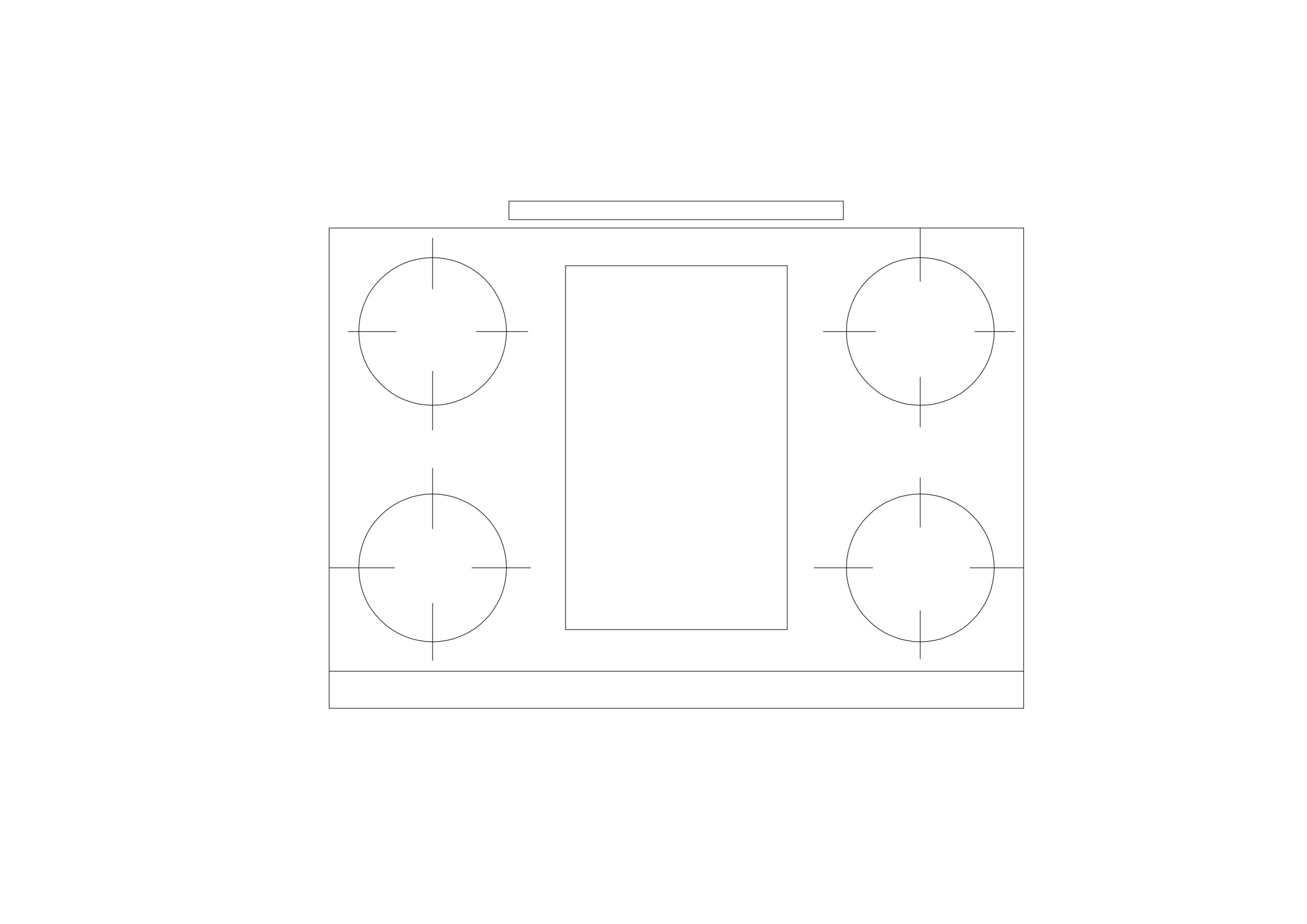 Free 4-Burner Induction Cooktop CAD Block – Plan View