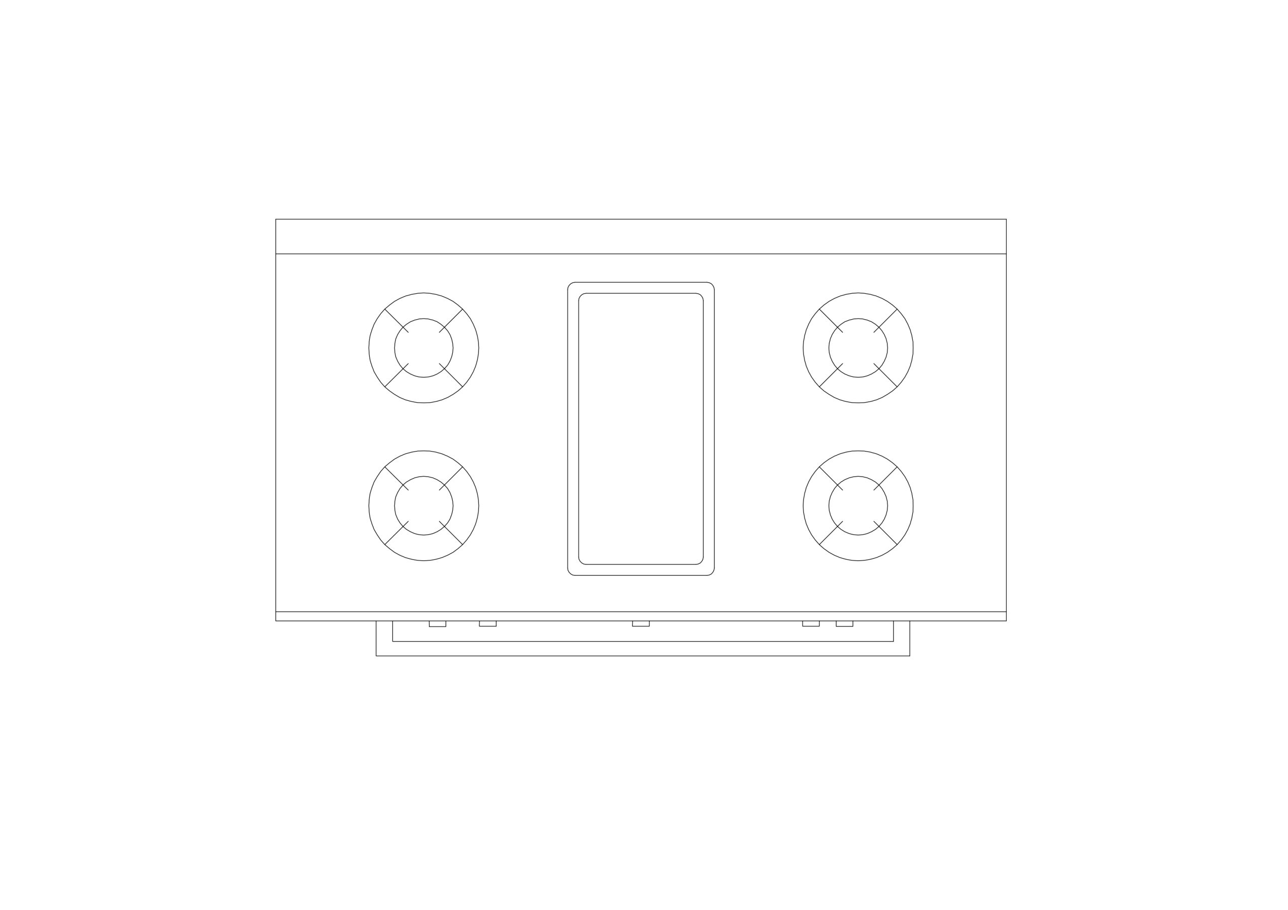 Free 5-Burner Professional Wok Cooktop CAD Block