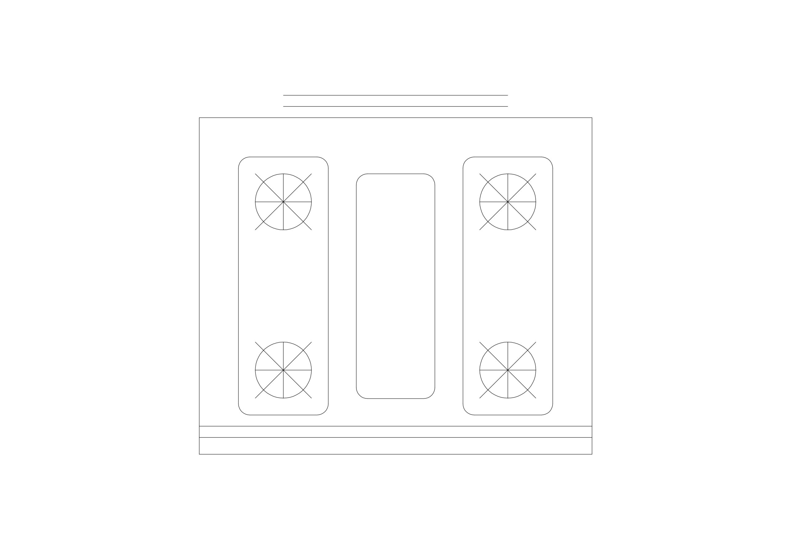 Free Wide 4+1 Burner Professional Cooktop CAD Block