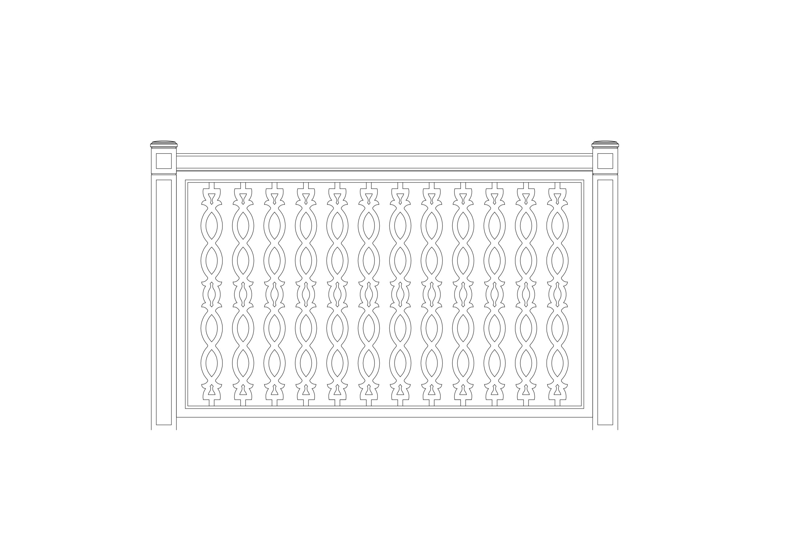 Free Decorative Balcony Railing CAD Block – Elevation
