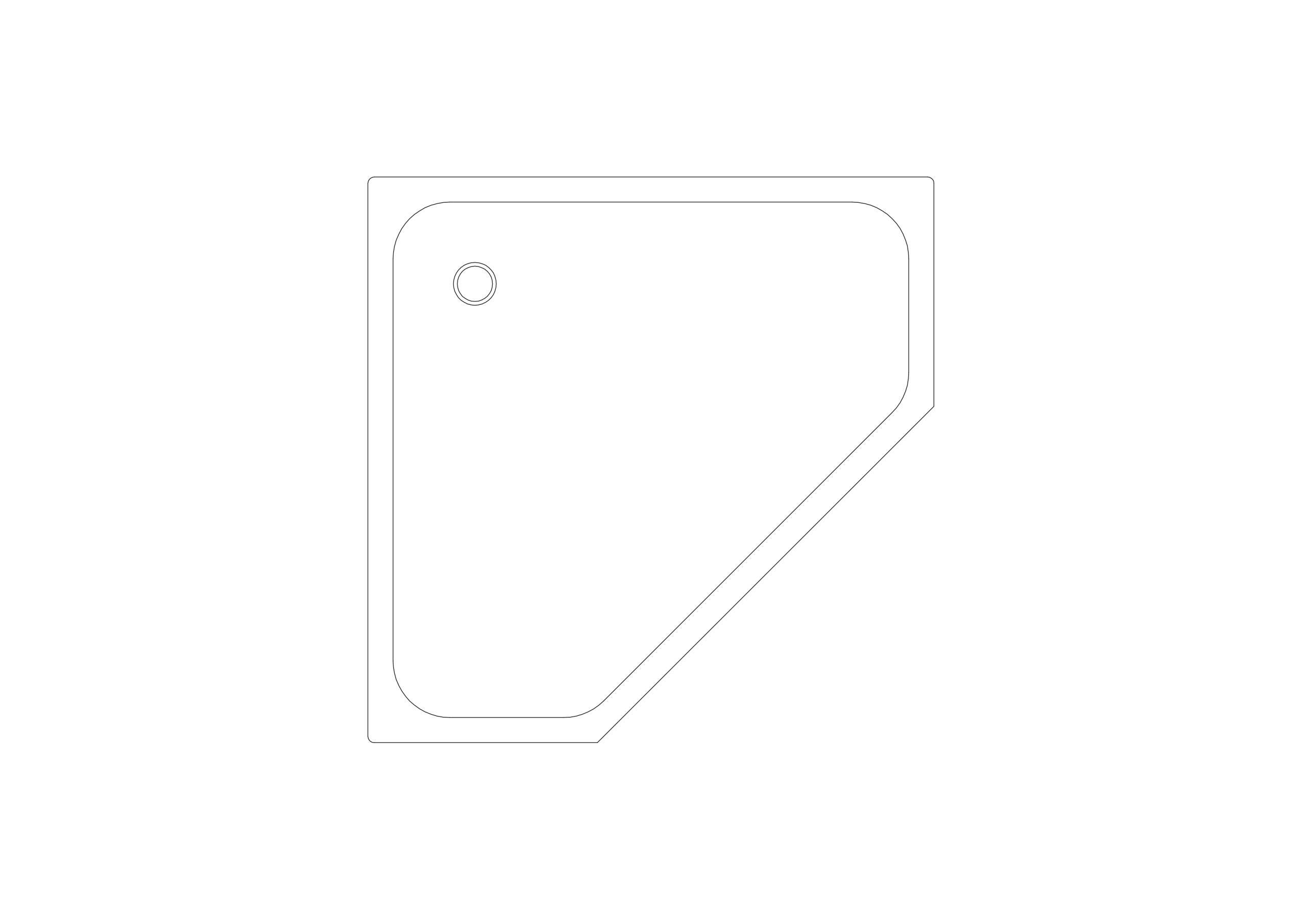 Free Corner Pentagonal Shower Tray CAD Block – Plan View