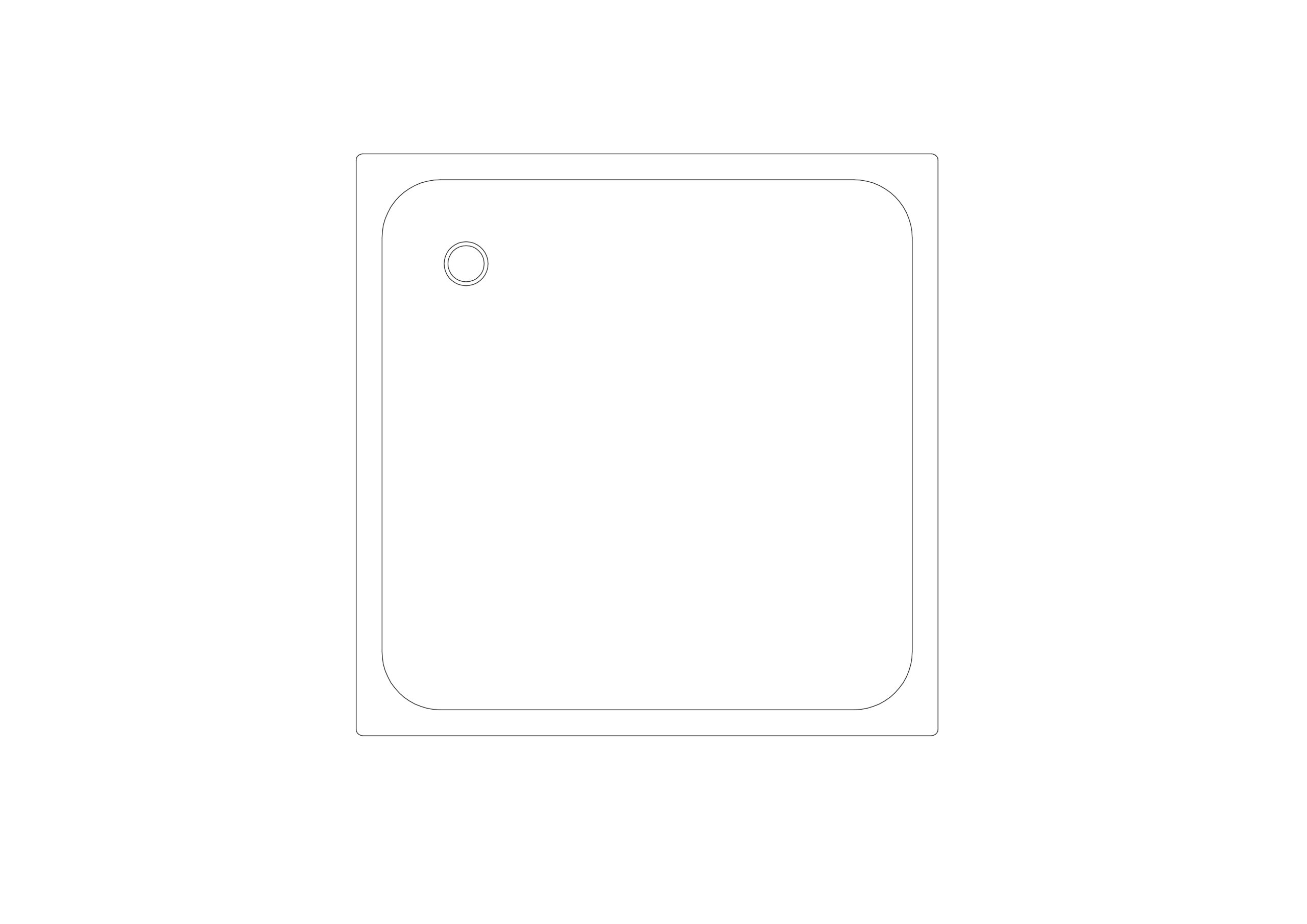 Free Square Shower Tray CAD Block – Offset Drain