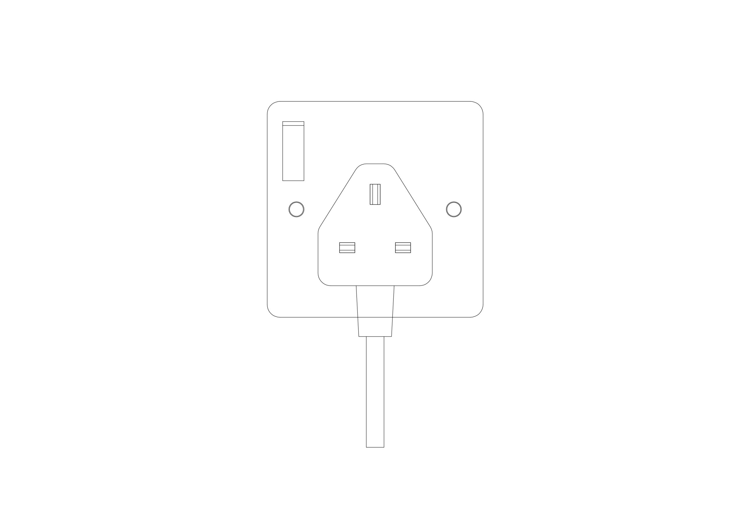 Free UK 3-Pin Electrical Socket Elevation CAD Block