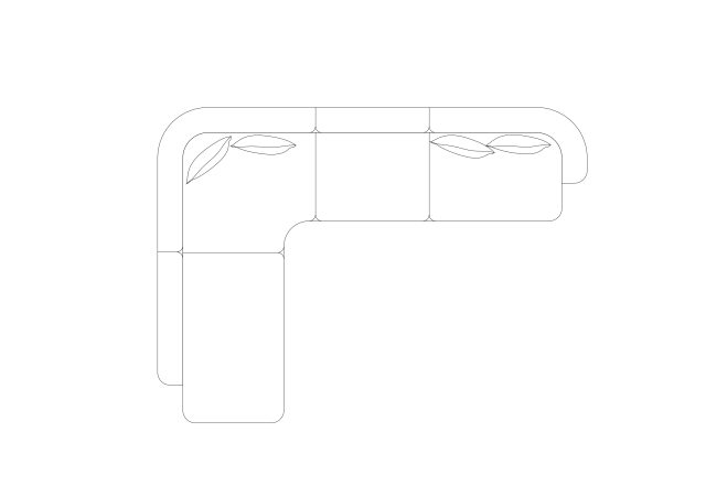 Free L-Shape Sectional Sofa CAD Block – Top View Plan