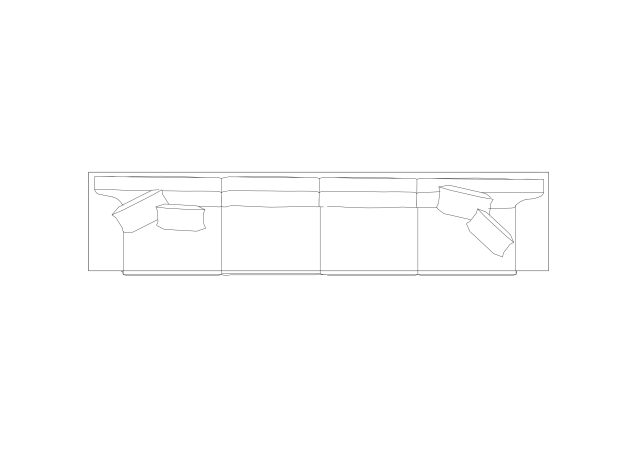 Free Slim 3-Seater Sofa CAD Block – Plan View