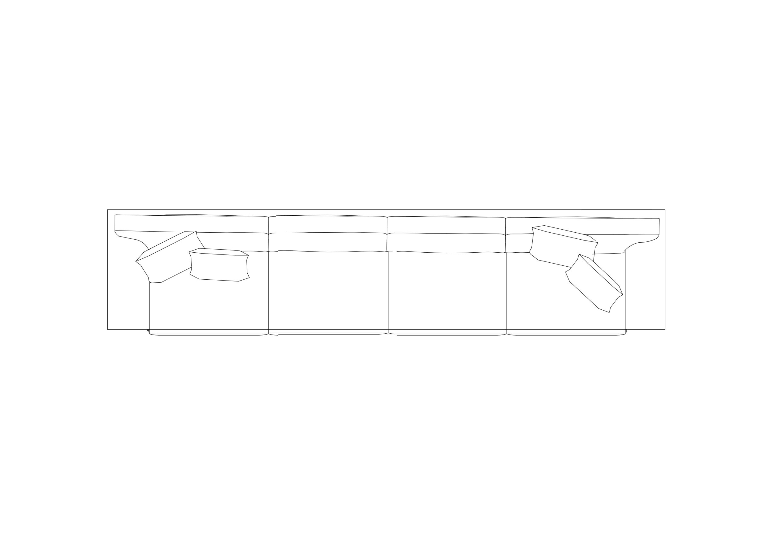 Free Slim 3-Seater Sofa CAD Block – Plan View