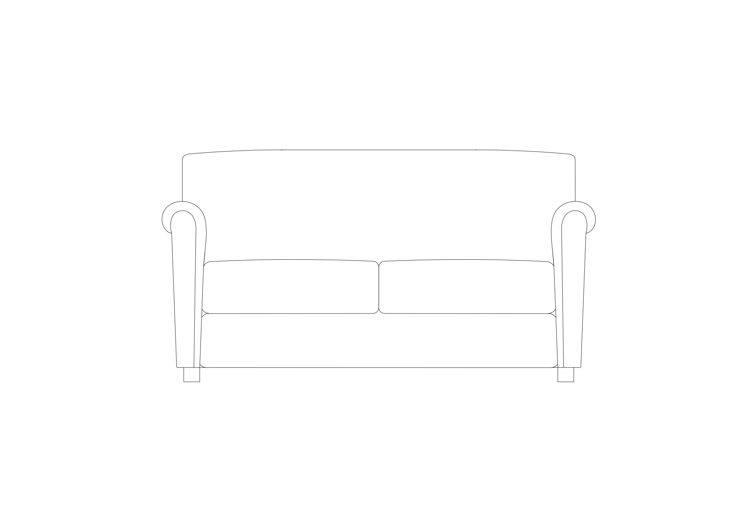 Free Roll-Arm Sofa Elevation CAD Block – Front View