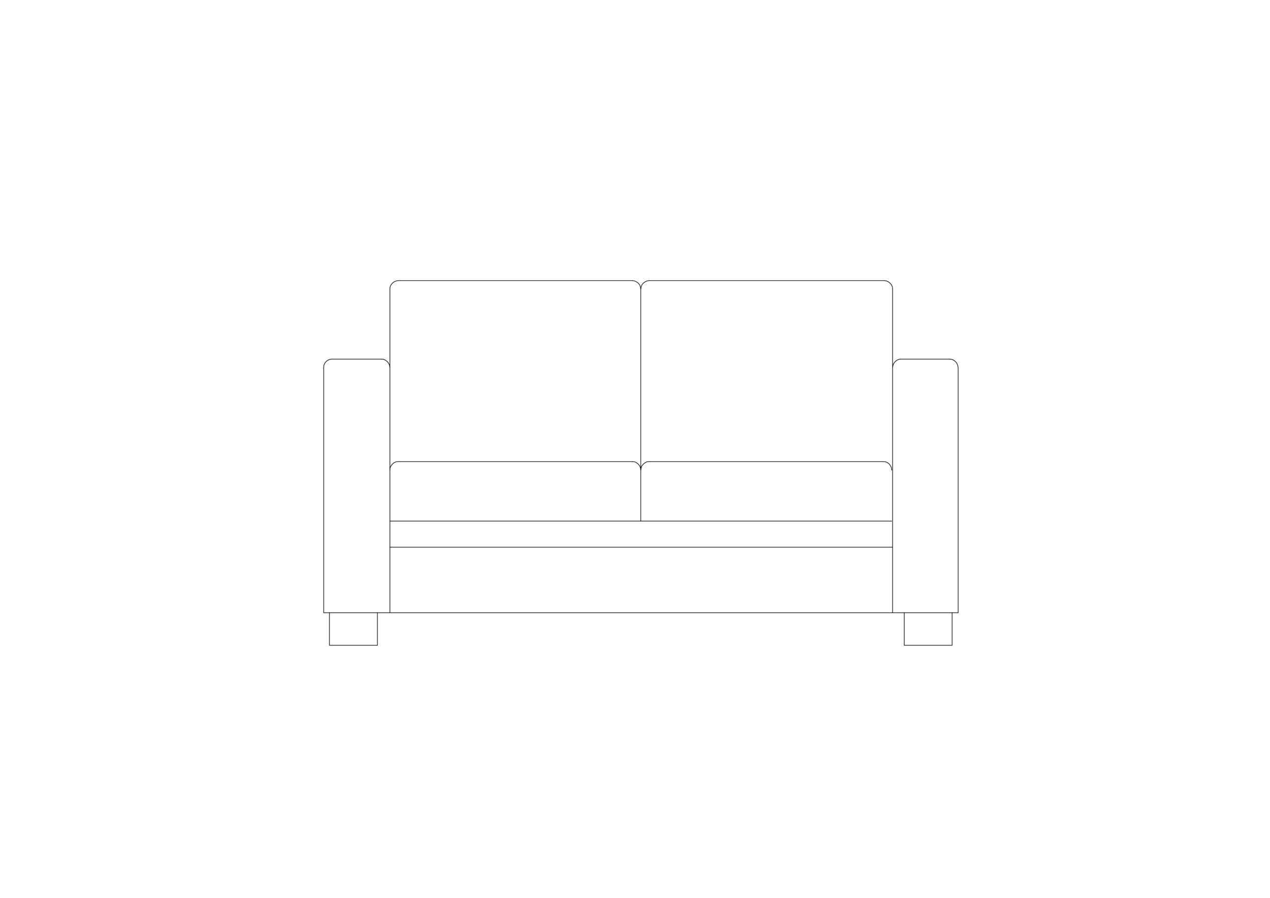 Free Modern 2-Seater Sofa Elevation CAD Block