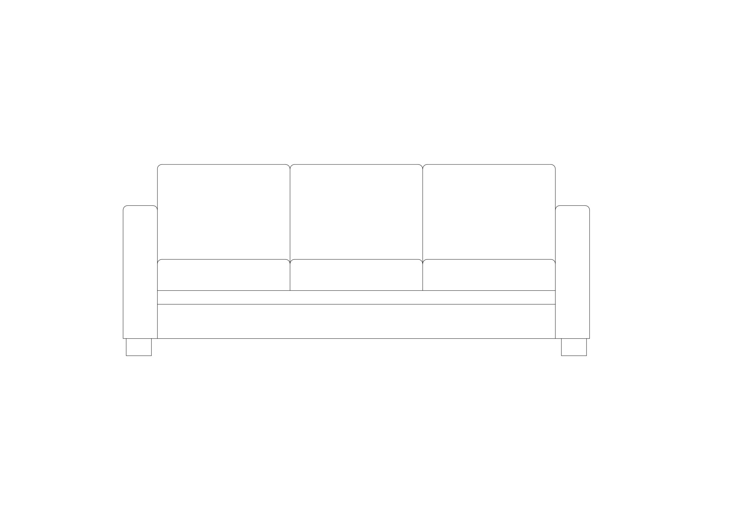 Free Contemporary 3-Seater Sofa Elevation CAD Block