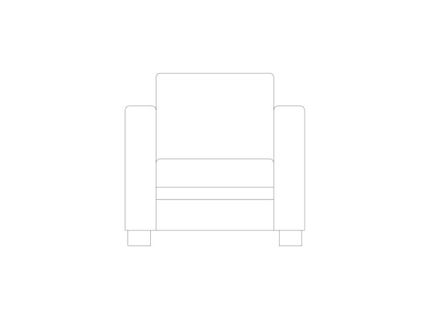 Free Modern Club Chair Elevation CAD Block