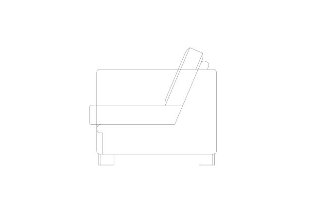 Free Modern Lounge Chair Elevation – Side Profile