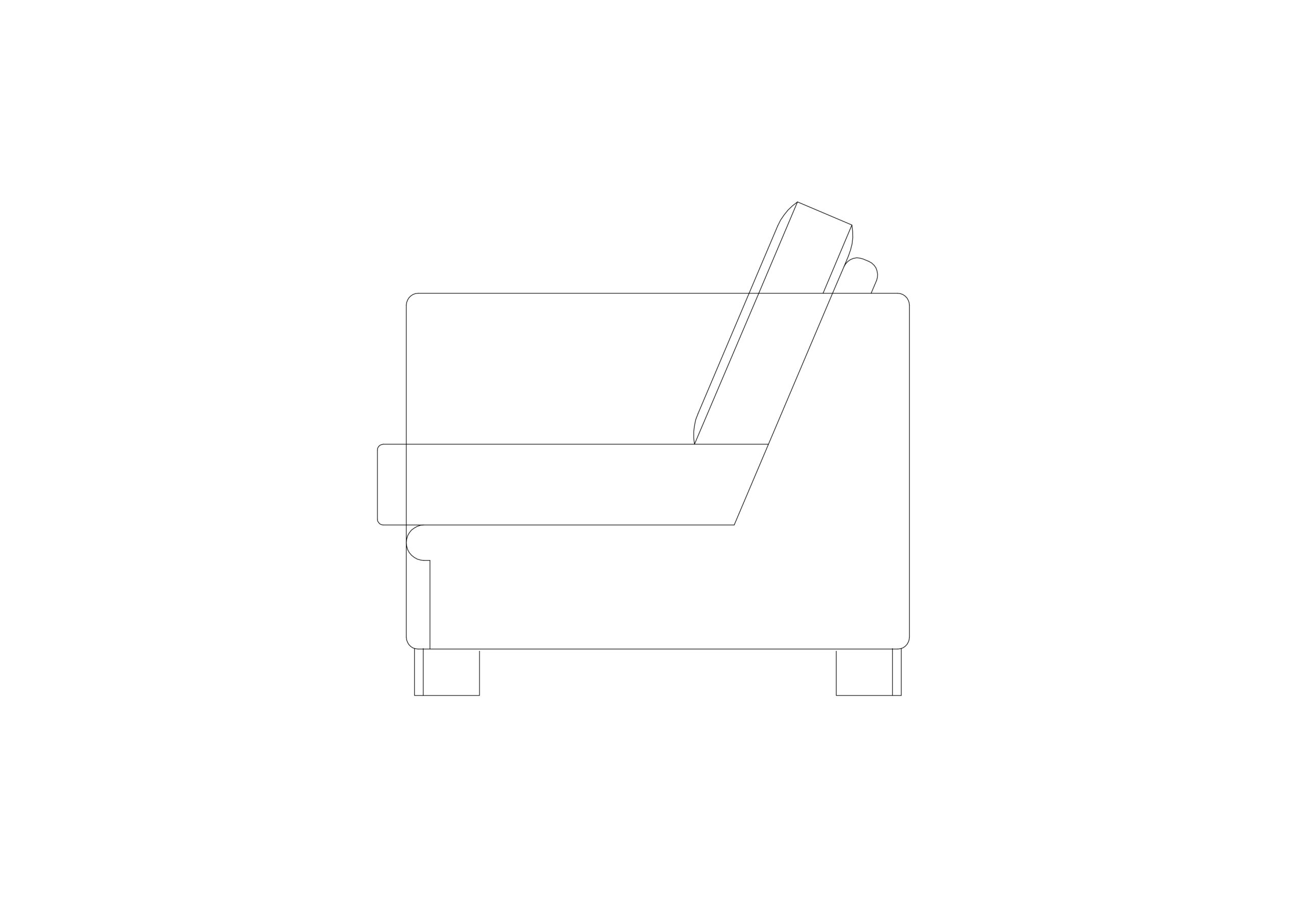 Free Modern Lounge Chair Elevation – Side Profile
