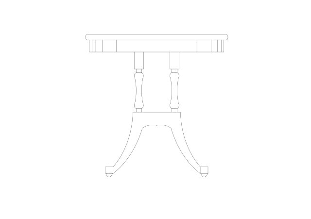 Free Traditional Pedestal Table Elevation CAD Block