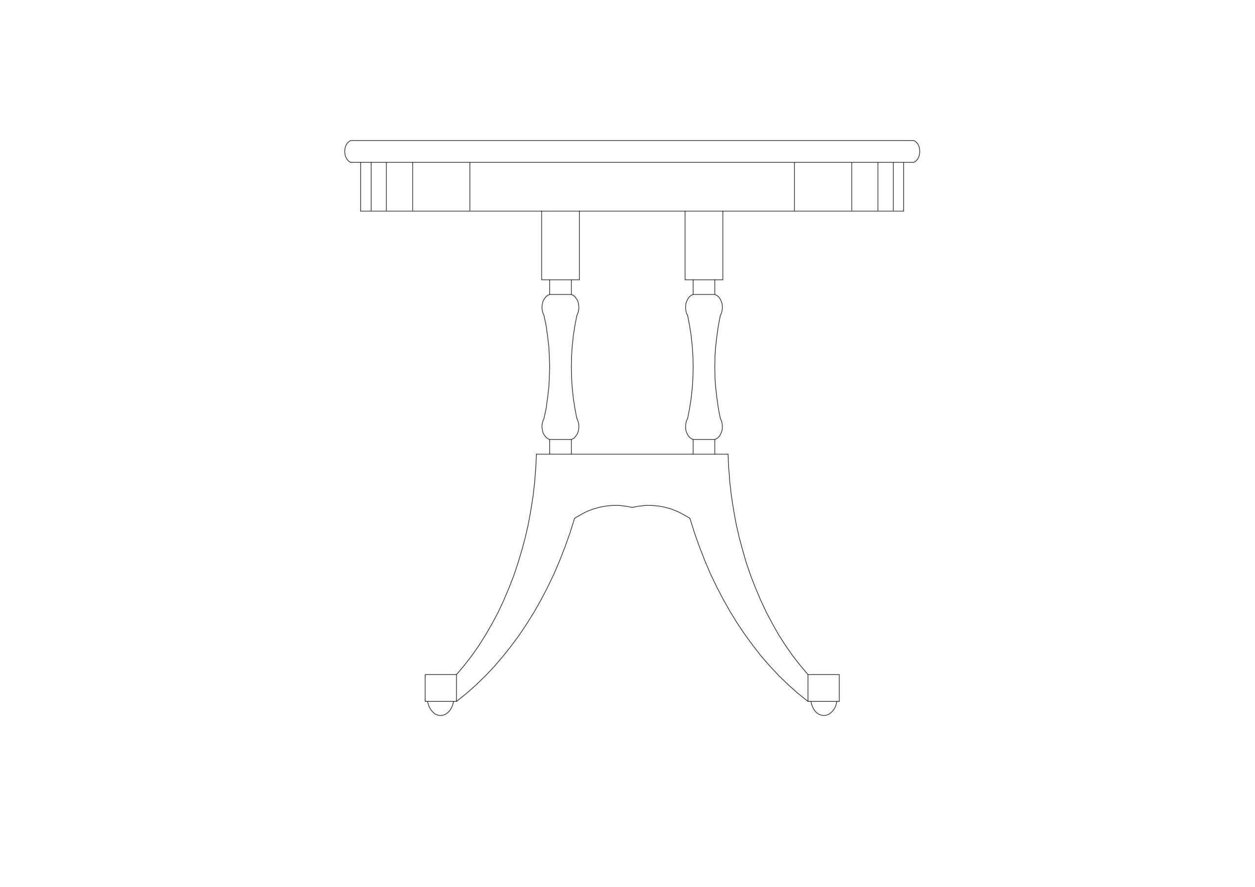 Free Traditional Pedestal Table Elevation CAD Block