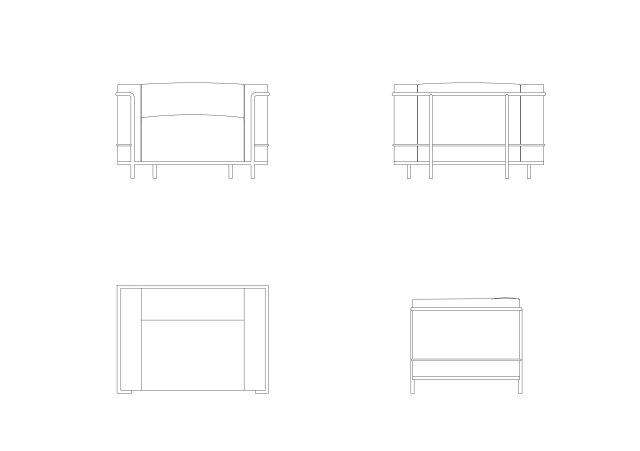 Free LC3 Armchair by Le Corbusier CAD Block – Club Chair