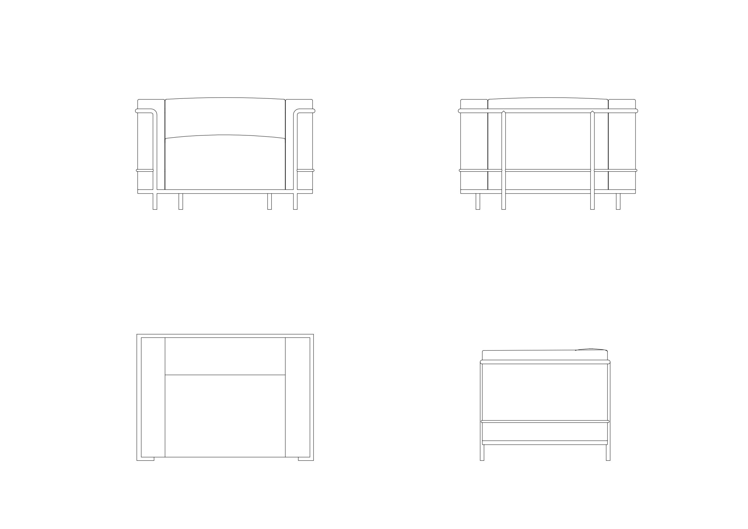 Free LC3 Armchair by Le Corbusier CAD Block – Club Chair