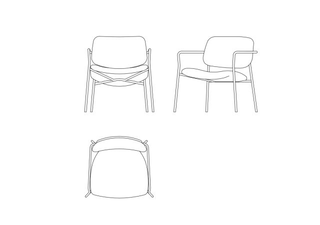 Simple Armchair in Multiple Views