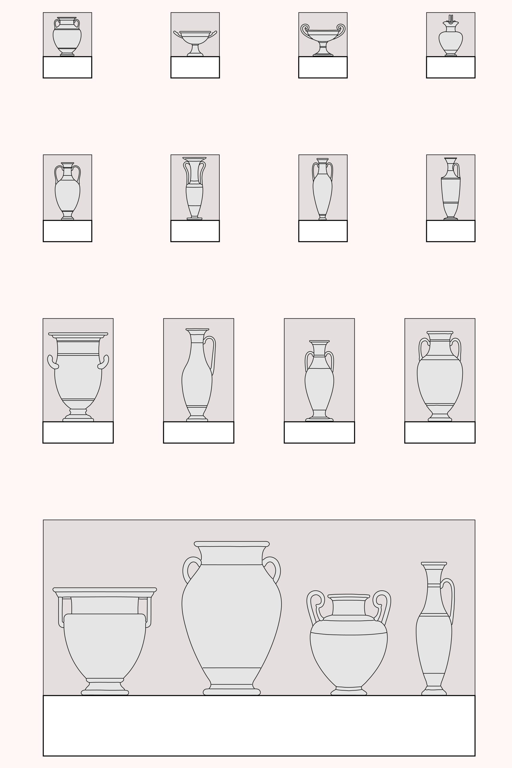 FREE Museum Art Pieces – Ancient Vases Collection, elevation DWG, DXF, PDF, PNG
