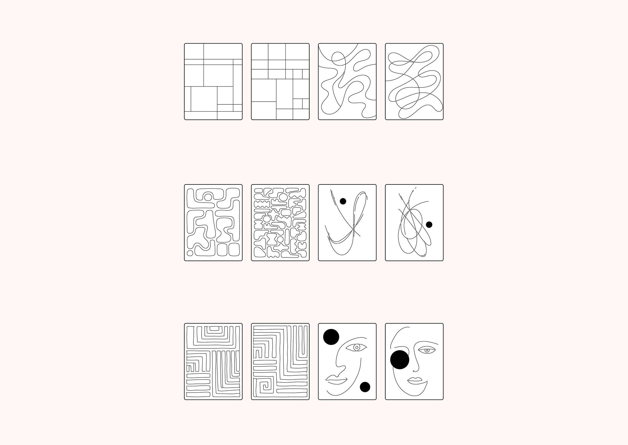 FREE Museum Art Pieces – Abstract Paintings Collection, elevation DWG, DXF, PDF, PNG