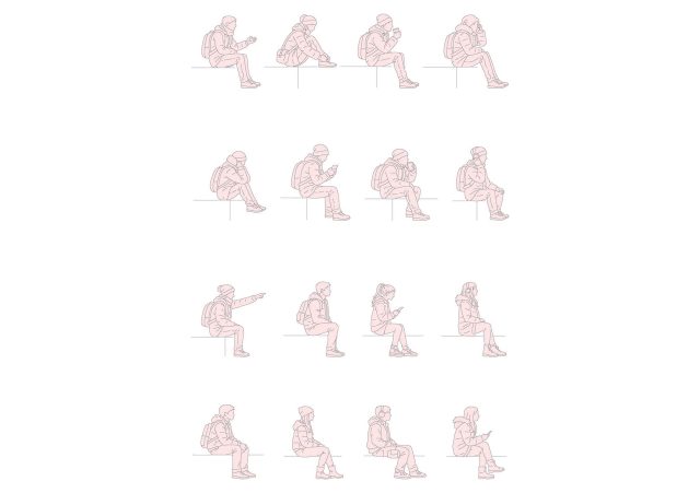 FREE Young people sitting on Winter-Autumn day CAD BLOCK elevation DWG, DXF, PDF, PNG