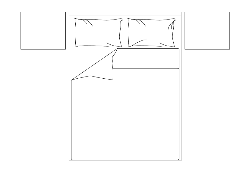 Free Double Bed top view CAD Block – DWG, DXF, PDF Format