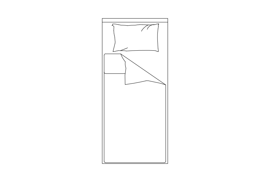 Free Single Bed Top View CAD Block – DWG, DXF, PDF Format