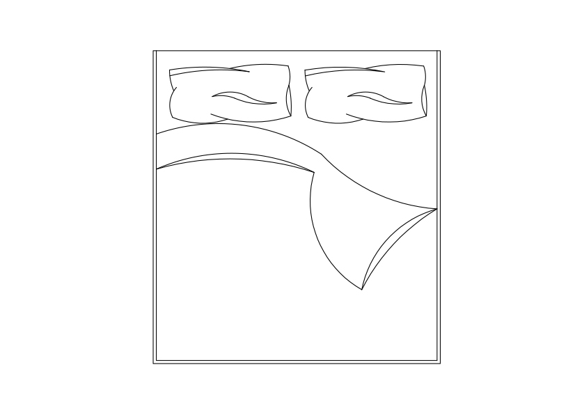 Free Double Bed top view CAD Block – DWG, DXF, PDF Format