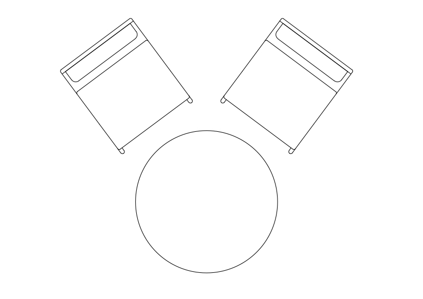 Free Armchairs & table set-up top view CAD Block – DWG, DXF, PDF Format
