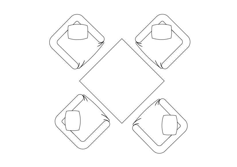 Free Armchairs & table set-up top view CAD Block – DWG, DXF, PDF Format